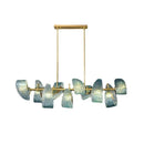Copper Glass Chandelier with G9 Base - Modern Dining Room Pendant