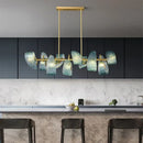 Copper Glass Chandelier with G9 Base - Modern Dining Room Pendant