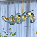 Copper Glass Chandelier with G9 Base - Modern Dining Room Pendant