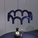 GobekUsa Blue Metal Arch Chandelier Pendant Light - Modern Design for Home Décor