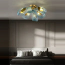 GobekUsa Blue Queen Crystal Glass Ceiling Chandelier for Bedroom