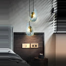 GobekUsa Blue Queen Crystal Glass Ceiling Chandelier for Bedroom