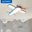 GobekUsa Blue Airplane LED Child Chandelier for Kids Room, Modern Bedroom Lighting Fixture