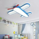 GobekUsa Blue Airplane LED Child Chandelier for Kids Room, Modern Bedroom Lighting Fixture