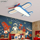 GobekUsa Blue Airplane LED Child Chandelier for Kids Room, Modern Bedroom Lighting Fixture