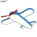 GobekUsa Blue Airplane LED Child Chandelier for Kids Room, Modern Bedroom Lighting Fixture