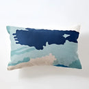 Modern blue & white embroidered geometric cotton cushion cover bedroom by Decorbites