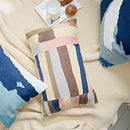 Modern blue & white embroidered geometric cotton cushion cover bedroom by Decorbites