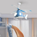 GobekUsa Kids' Helicopter Ceiling Fan with LED Light Chandelier - Modern Aircraft Design