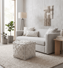Beige Handwoven Wool Pouf - Modern Boho Accent Ottoman Style by The Rug Decor