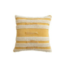 Modern boho mustard & white geometric tufted tassel cushion cover living room by Decorbites