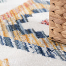 Modern Boho Rug with colorful Diamond Pattern in Cream