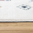 Modern Boho Rug with colorful Diamond Pattern in Cream