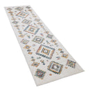 Modern Boho Rug with colorful Diamond Pattern in Cream
