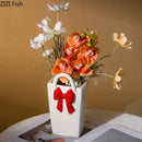 GobekUsa Bowknot Ceramic Vase Handbag Decor Table Flower Room Decor