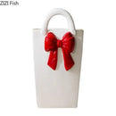 GobekUsa Bowknot Ceramic Vase Handbag Decor Table Flower Room Decor