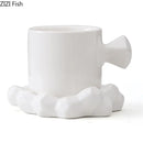 Modern bowknot decor porcelain cup and saucer set dining room mug by Decorbites