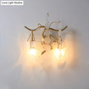 GobekUsa Modern Branch Design Bedroom Wall Lamp - Blue/Pink Glass, 2 Lights, Open Bulb