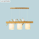GobekUsa Modern Branch Island Pendant Light with LED, Wood Dining Room Ceiling Light and Cream Glass Shade