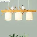 GobekUsa Modern Branch Island Pendant Light with LED, Wood Dining Room Ceiling Light and Cream Glass Shade