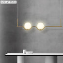 GobekUsa Modern Brass 2-Head Island Pendant with Adjustable Cord - Ball White Glass Shade - Living Room Ceiling Light