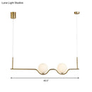 GobekUsa Modern Brass 2-Head Island Pendant with Adjustable Cord - Ball White Glass Shade - Living Room Ceiling Light