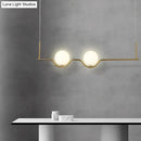 GobekUsa Modern Brass 2-Head Island Pendant with Adjustable Cord - Ball White Glass Shade - Living Room Ceiling Light