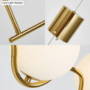 GobekUsa Modern Brass 2-Head Island Pendant with Adjustable Cord - Ball White Glass Shade - Living Room Ceiling Light