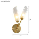 GobekUsa Modern Glass Wall Sconce with Beveled Tubes and 2-Light Brass Fixture