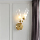 GobekUsa Modern Glass Wall Sconce with Beveled Tubes and 2-Light Brass Fixture
