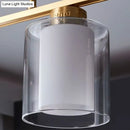 GobekUsa Traditional Brass 3-Light Island Lamp with Clear and Frosted Glass Cylindrical Suspension