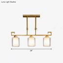 GobekUsa Traditional Brass 3-Light Island Lamp with Clear and Frosted Glass Cylindrical Suspension