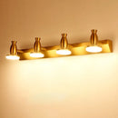 GobekUsa Nordic Brass Wall Lighting - 4 Head Bathroom Vanity Lamp with Round Metal Shade in Warm/White Light