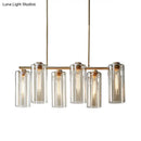 GobekUsa Modern Champagne Pendant Lighting Fixture with Cognac Glass Shades - 6 Bulbs Dining Room Island Light