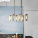 GobekUsa Modern Champagne Pendant Lighting Fixture with Cognac Glass Shades - 6 Bulbs Dining Room Island Light
