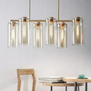 GobekUsa Modern Champagne Pendant Lighting Fixture with Cognac Glass Shades - 6 Bulbs Dining Room Island Light