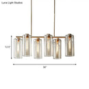 GobekUsa Modern Champagne Pendant Lighting Fixture with Cognac Glass Shades - 6 Bulbs Dining Room Island Light