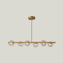 GobekUsa Gold Linear Island Pendant Light with Spherical Glass Shade - Perfect for Dining Table and Minimalist Decor