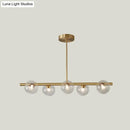 GobekUsa Gold Linear Island Pendant Light with Spherical Glass Shade - Perfect for Dining Table and Minimalist Decor