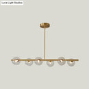 GobekUsa Gold Linear Island Pendant Light with Spherical Glass Shade - Perfect for Dining Table and Minimalist Decor