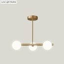 GobekUsa Gold Linear Island Pendant Light with Spherical Glass Shade - Perfect for Dining Table and Minimalist Decor