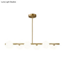 GobekUsa Gold Linear Island Pendant Light with Spherical Glass Shade - Perfect for Dining Table and Minimalist Decor