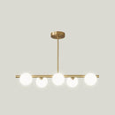 GobekUsa Gold Linear Island Pendant Light with Spherical Glass Shade - Perfect for Dining Table and Minimalist Decor