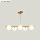 GobekUsa Gold Linear Island Pendant Light with Spherical Glass Shade - Perfect for Dining Table and Minimalist Decor