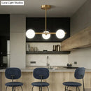 GobekUsa Gold Linear Island Pendant Light with Spherical Glass Shade - Perfect for Dining Table and Minimalist Decor