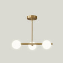 GobekUsa Gold Linear Island Pendant Light with Spherical Glass Shade - Perfect for Dining Table and Minimalist Decor