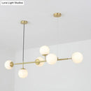 GobekUsa Minimalist Brass Ball Island Lamp: 6-Bulb Suspension Light with Glass Shade - Perfect for Restaurants