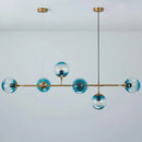 GobekUsa Minimalist Brass Ball Island Lamp: 6-Bulb Suspension Light with Glass Shade - Perfect for Restaurants