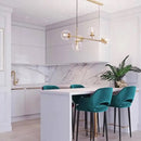 GobekUsa Minimalist Brass Ball Island Lamp: 6-Bulb Suspension Light with Glass Shade - Perfect for Restaurants