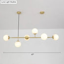 GobekUsa Minimalist Brass Ball Island Lamp: 6-Bulb Suspension Light with Glass Shade - Perfect for Restaurants